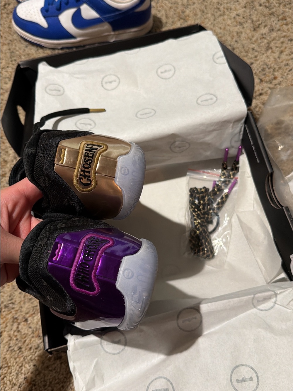 Kids Metallic Purple and Gold Sneakers with White Soles - Ghosted Detail